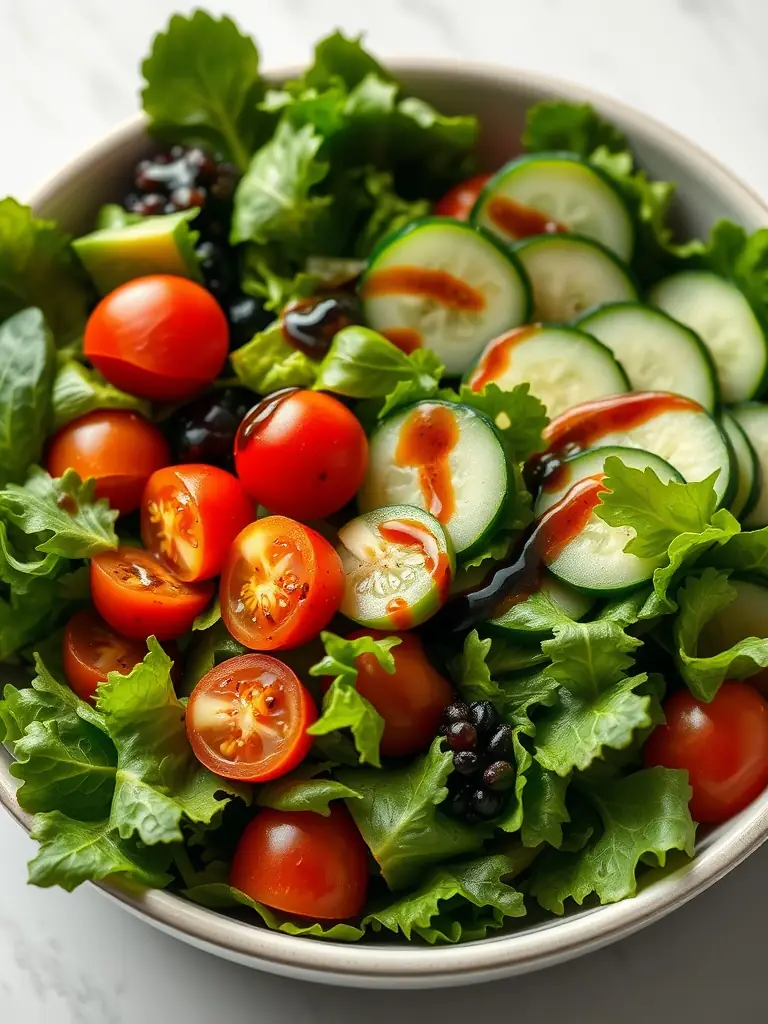 A close-up shot of a nutritionist preparing a vibrant, healthy salad, showcasing fresh vegetables and nutritious ingredients.